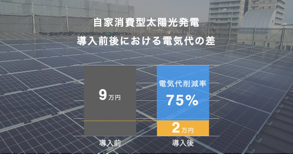 自家消費型太陽光発電導入前後における電気代の差